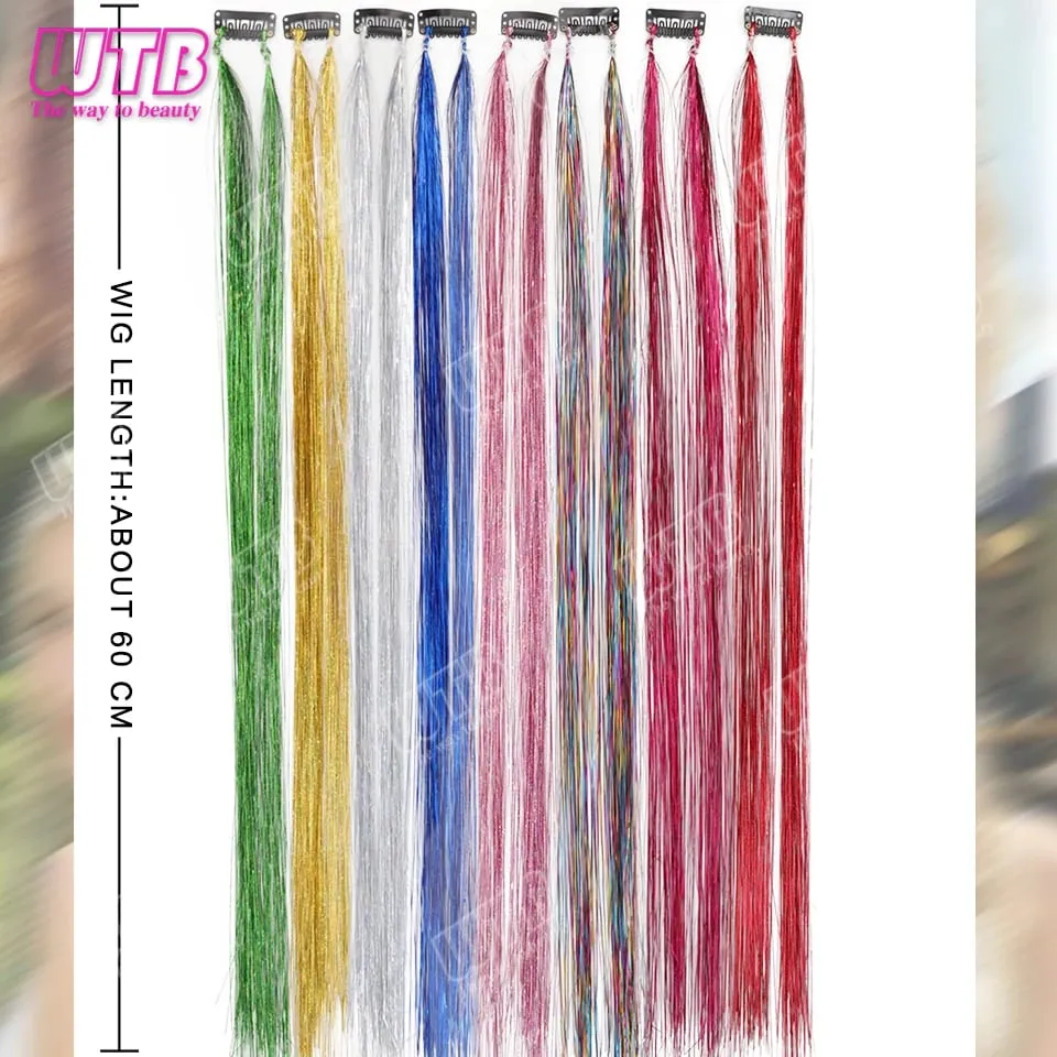 Multi-Color Glitter Synthetic Hair Extension Wig BB Clip Style Suitable for Women and Girls to Wear During Holidays and Events — image 5