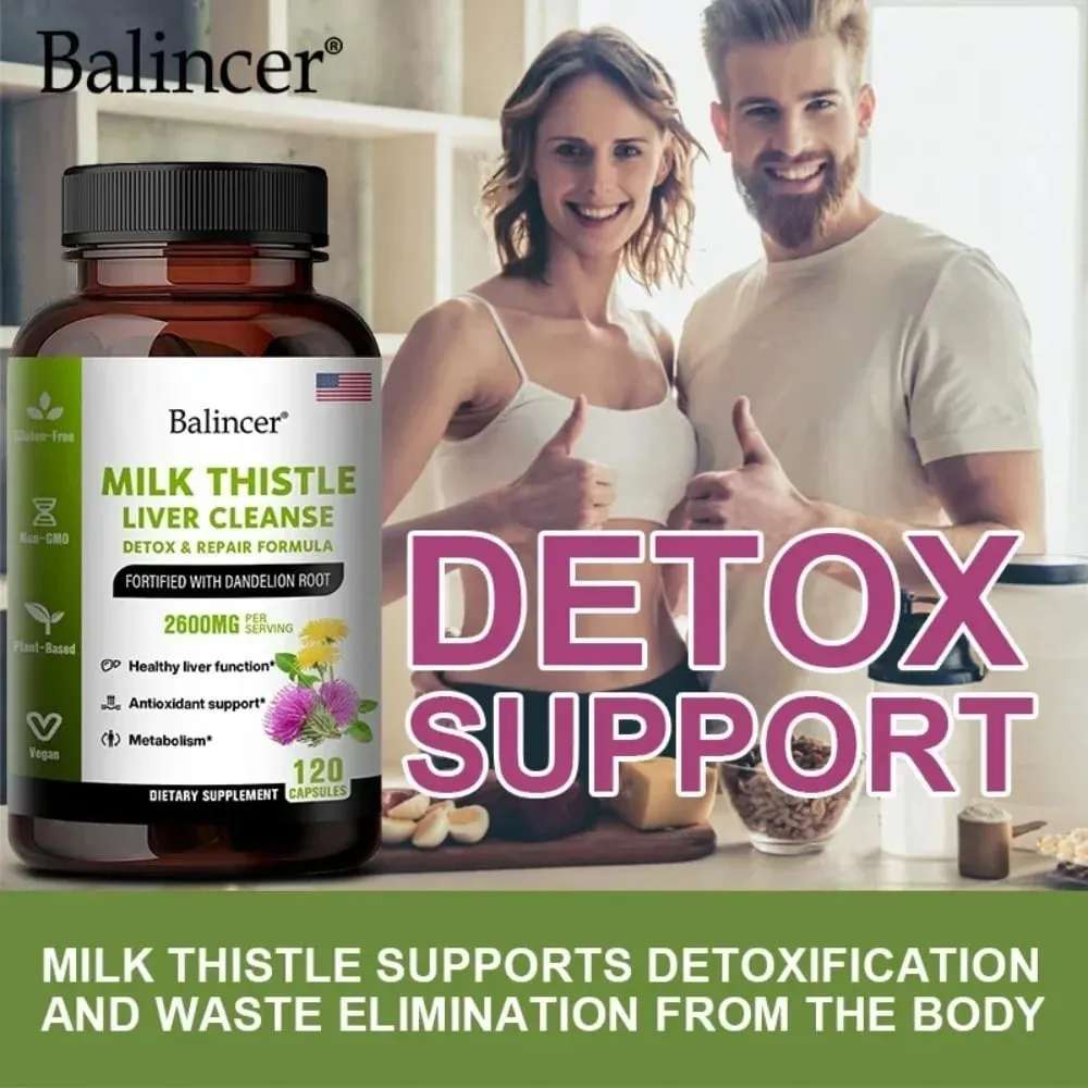Milk Thistle with Dandelion Root-Antioxidant Liver & Kidney Health Support Supplement Vegan Non-GMO Gluten Free 120 Capsules