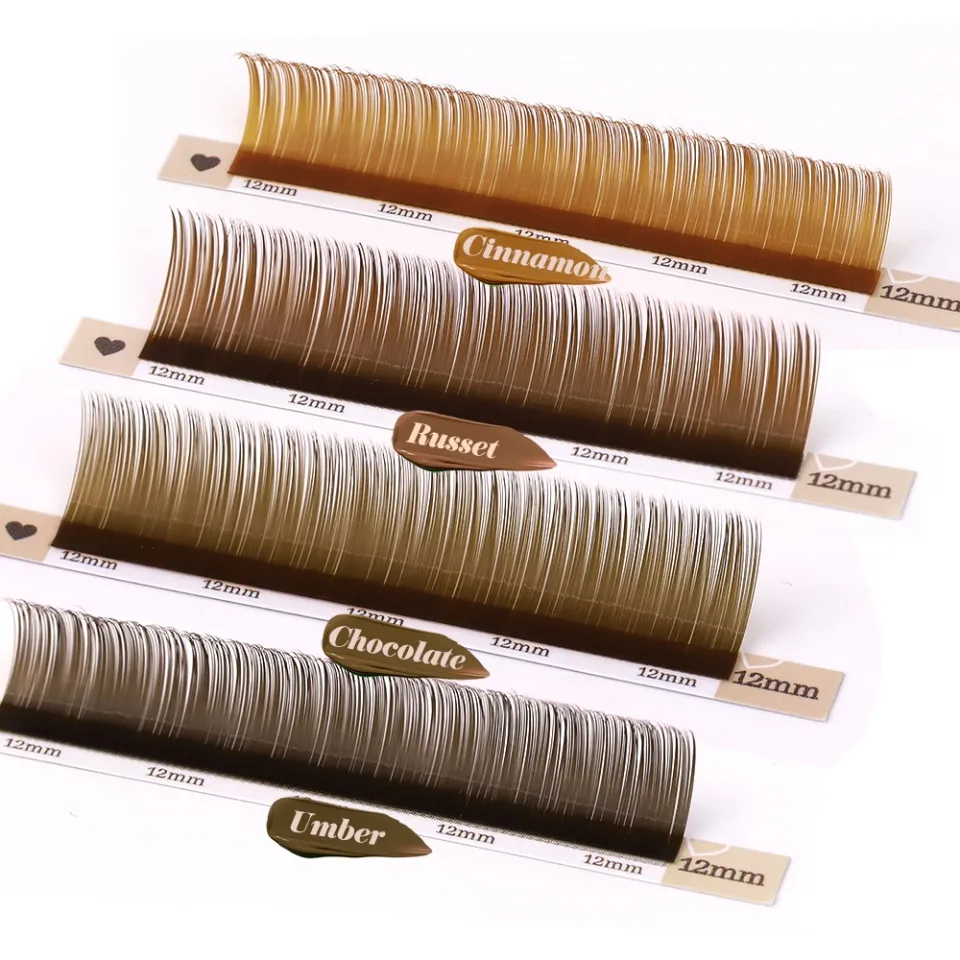 20Rows C CC D Curl Natural Brown Russian Volume Eyelashes 7-15mm Mixed Cashmere Soft Classic Dark Brown Eyelash Extensions