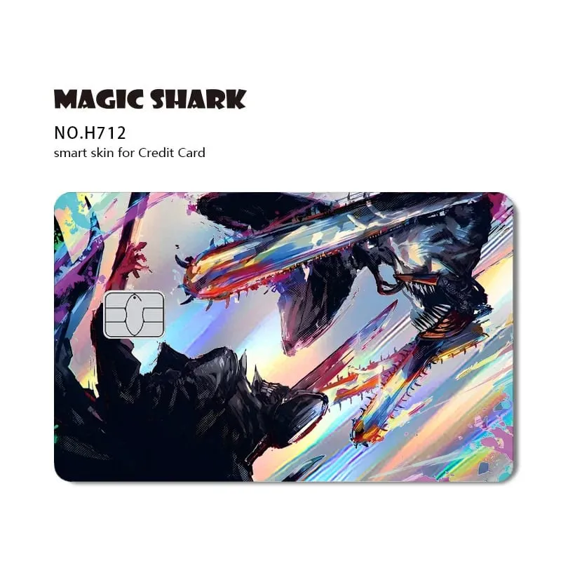 1pc Front Cool Anime Evil Holographic Laser Shinny Film Skin Sticker Cover for Debit Bank Credit Card