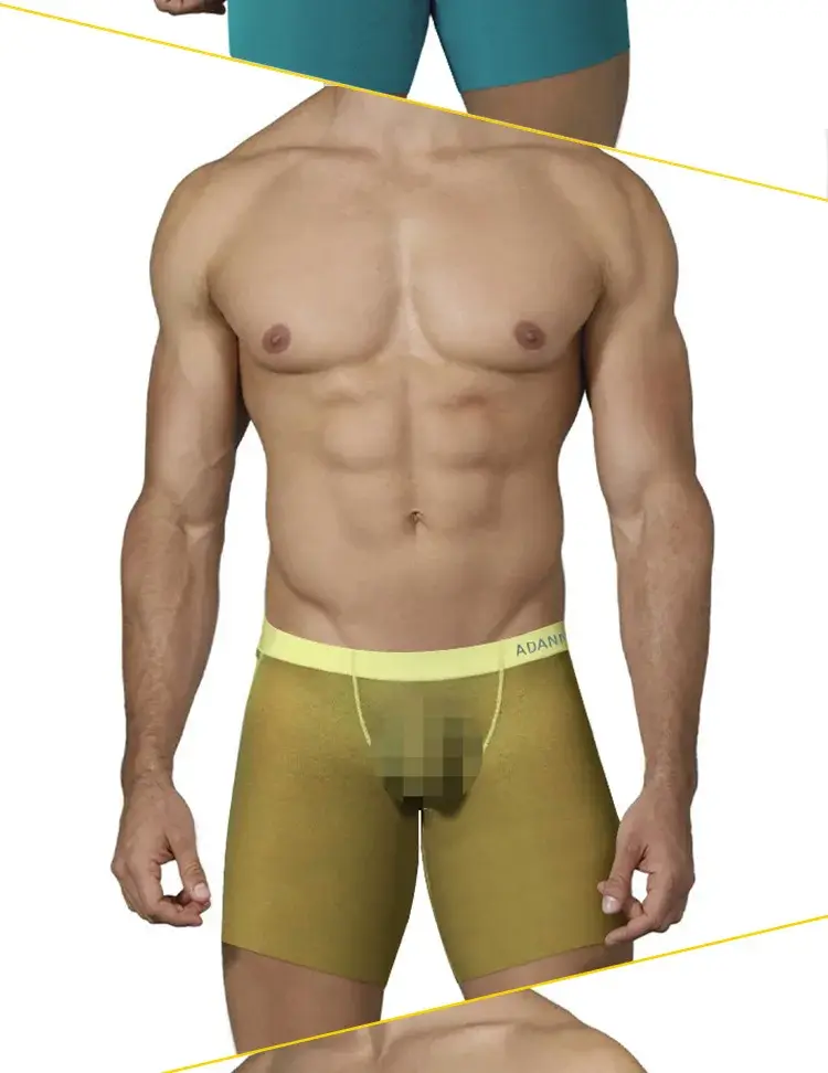 0.01mm Ultra-manipis na Kasuotang Panloob ng Lalaking Mahabang Boxer Shorts na Paglamig ng Yelo Silk Transparent Gym Fitness Underpants Mga Seamless Mesh Slips