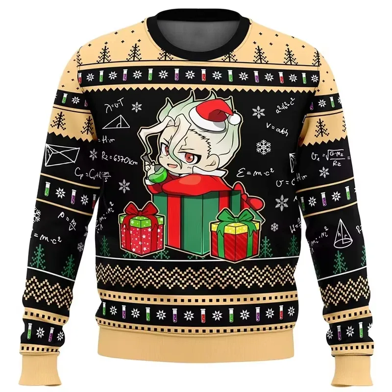 Novo suéter da moda, sucesso de vendas, com estampa de Natal do Dr. Stone, presente de Natal engraçado para homens e mulheres, m