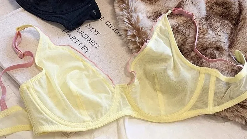 Sophisticated French Minimiser Bra Underwire Support Triangle Cups Non Padded Mesh Lingerie Set For Large Bust MOYISU Panty Set