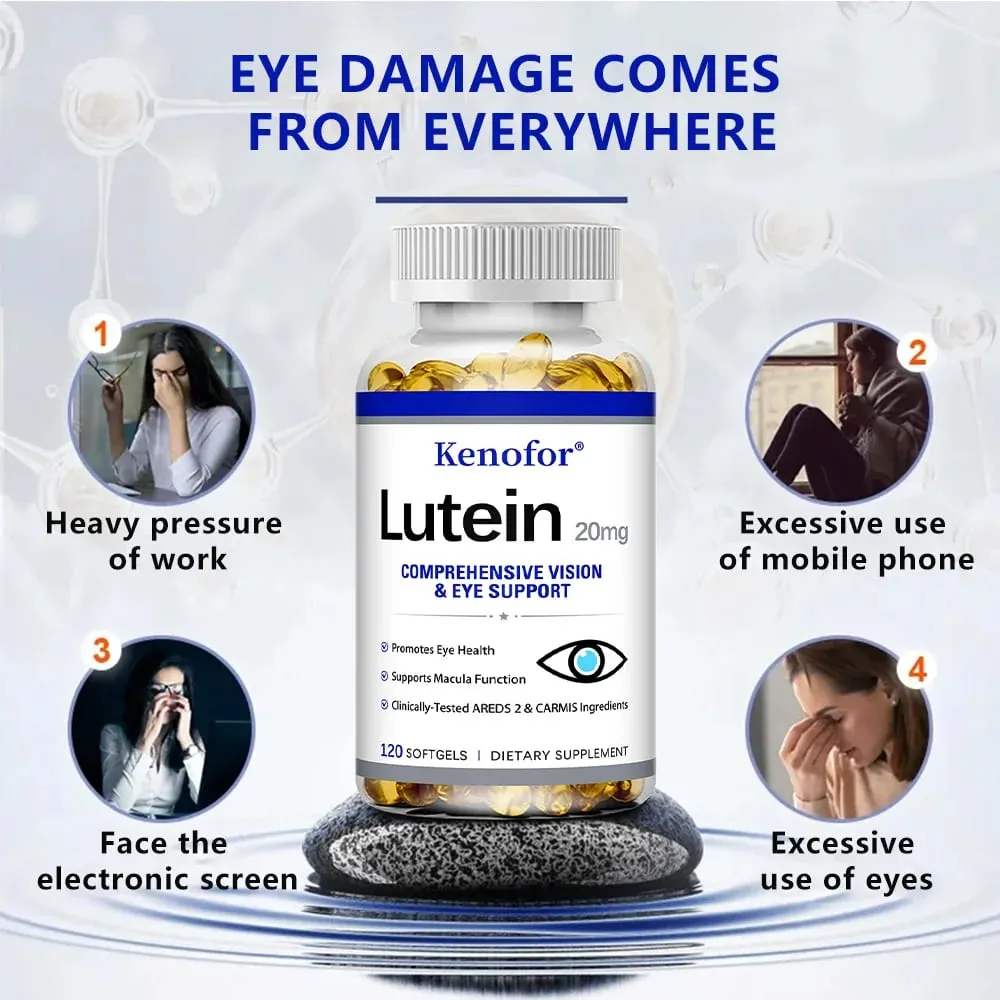 Capsules de lutéine – avec zéaxanthine et vitamine E – Puissant antioxydant pour la santé des yeux, améliore la santé visuelle – 120 capsules — image 2