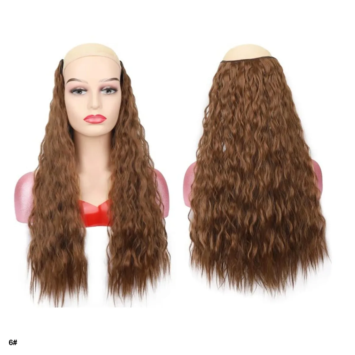 Synthetic Curly Hair Extensions Clip in One Piece 4Clips Deep Wave Long Hairpieces for Women Daily Use Party Hair Accessory