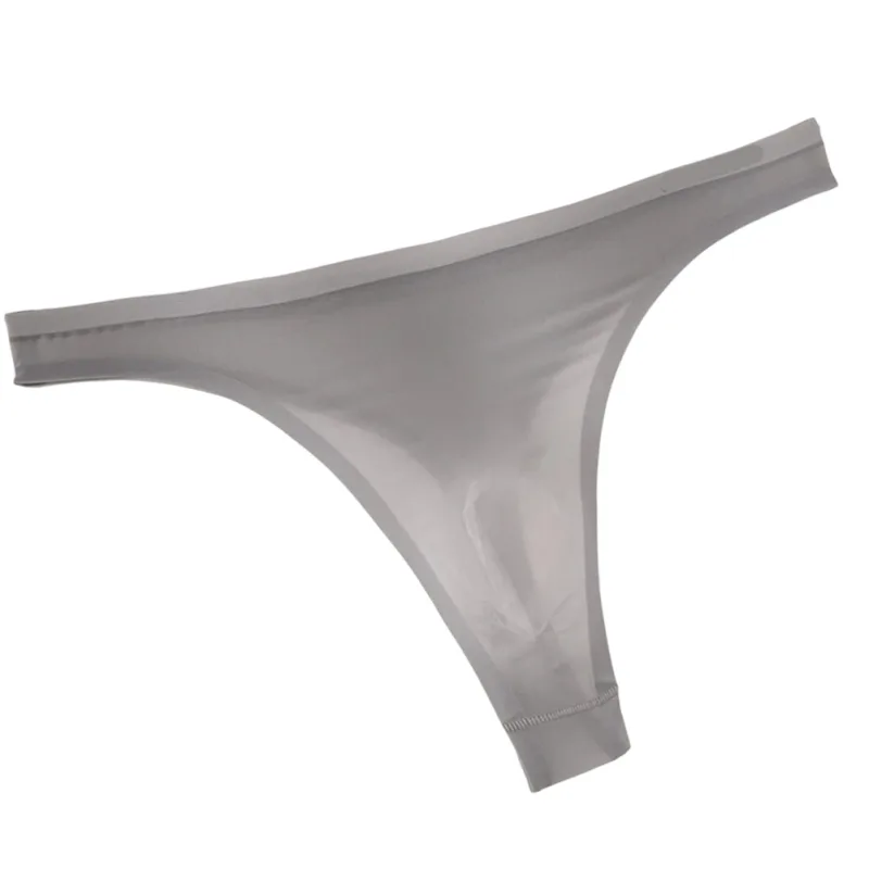 Men's Ultra-thin Ice Silk G-string 3D Bulge Pouch Thong See Through Underwear Low Rise Men Bikini Briefs U Pouch Lingerie