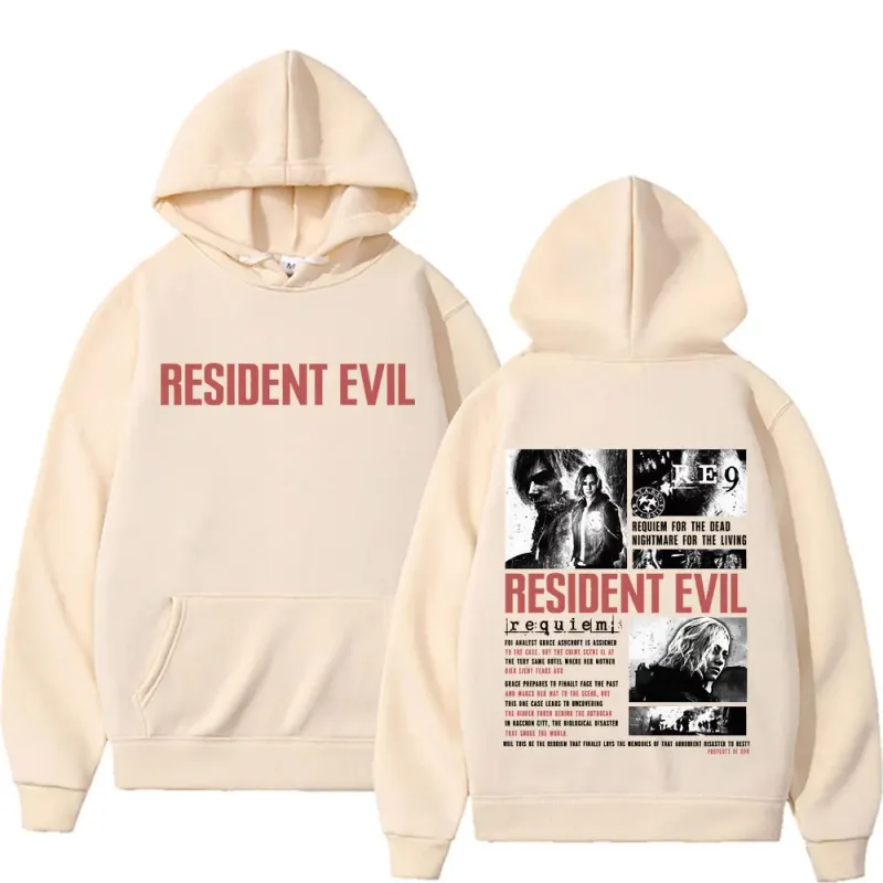 Resident Evil Requiem Sweatshirts Leon Kennedy Grace Ashcroft 90s Vintage Hoodies Men Women Fashion Classic Pullovers Streetwear