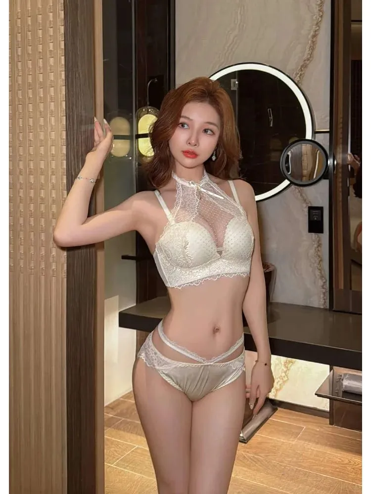Hot Sale Pure Desire Lace Lingerie Set for Women Wireless Strapless Bra Anti‑Sagging Support Feminine Comfort Underwear 32-38