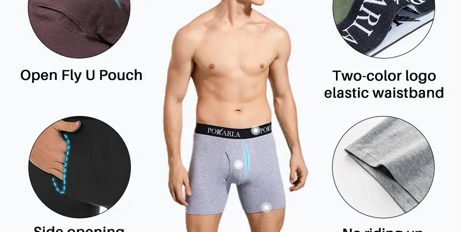 5pcs Men’s Cotton Boxer Shorts Open Fly U Pouch Soft Breathable Male Underwear Tagless Sexy Underpants Elastic Panties — image 1