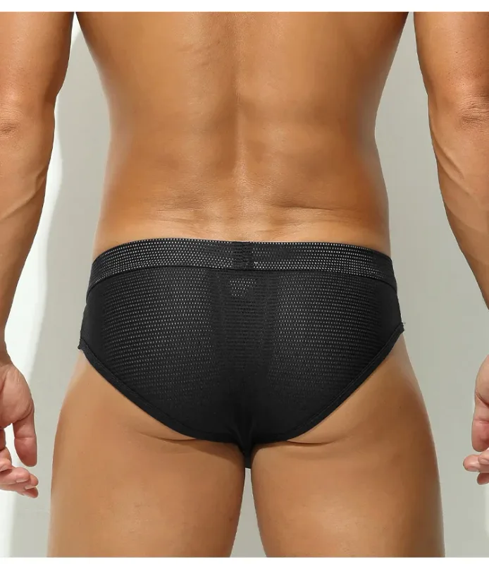 1PC Mesh Breathable Men's Underwear with Fly Pouch Front Open Bulge Separated Pouch Youth Korean Version Youth Briefs