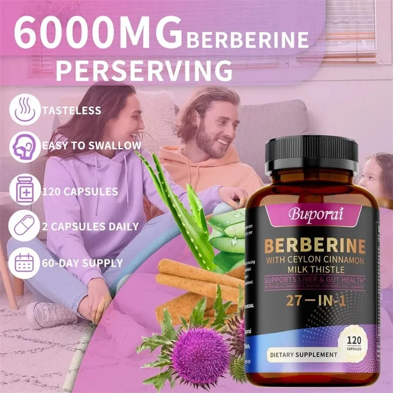 Berberine Ceylon Cinnamon Milk Thistle Supplements - Promotes Liver and Digestive Health Supports Cellular Energy and Repair