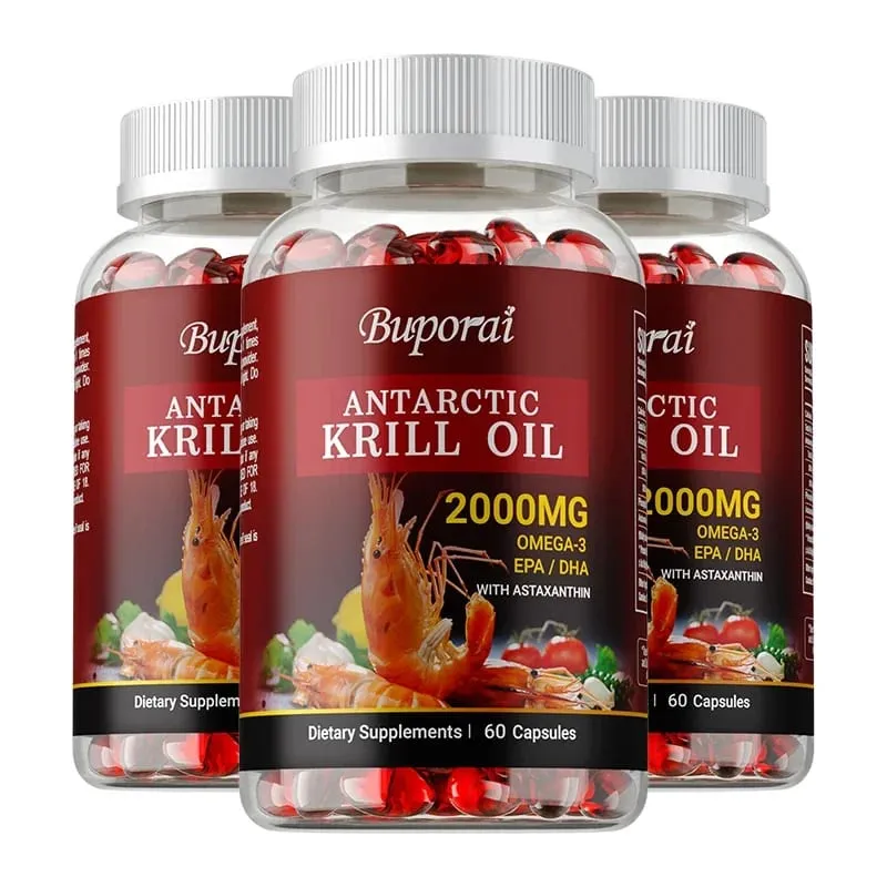 Antarctic Krill Oil 2000MG - Contains Astaxanthin Promotes Brain and Heart Health Antioxidant Metabolism and Boosts Immunity