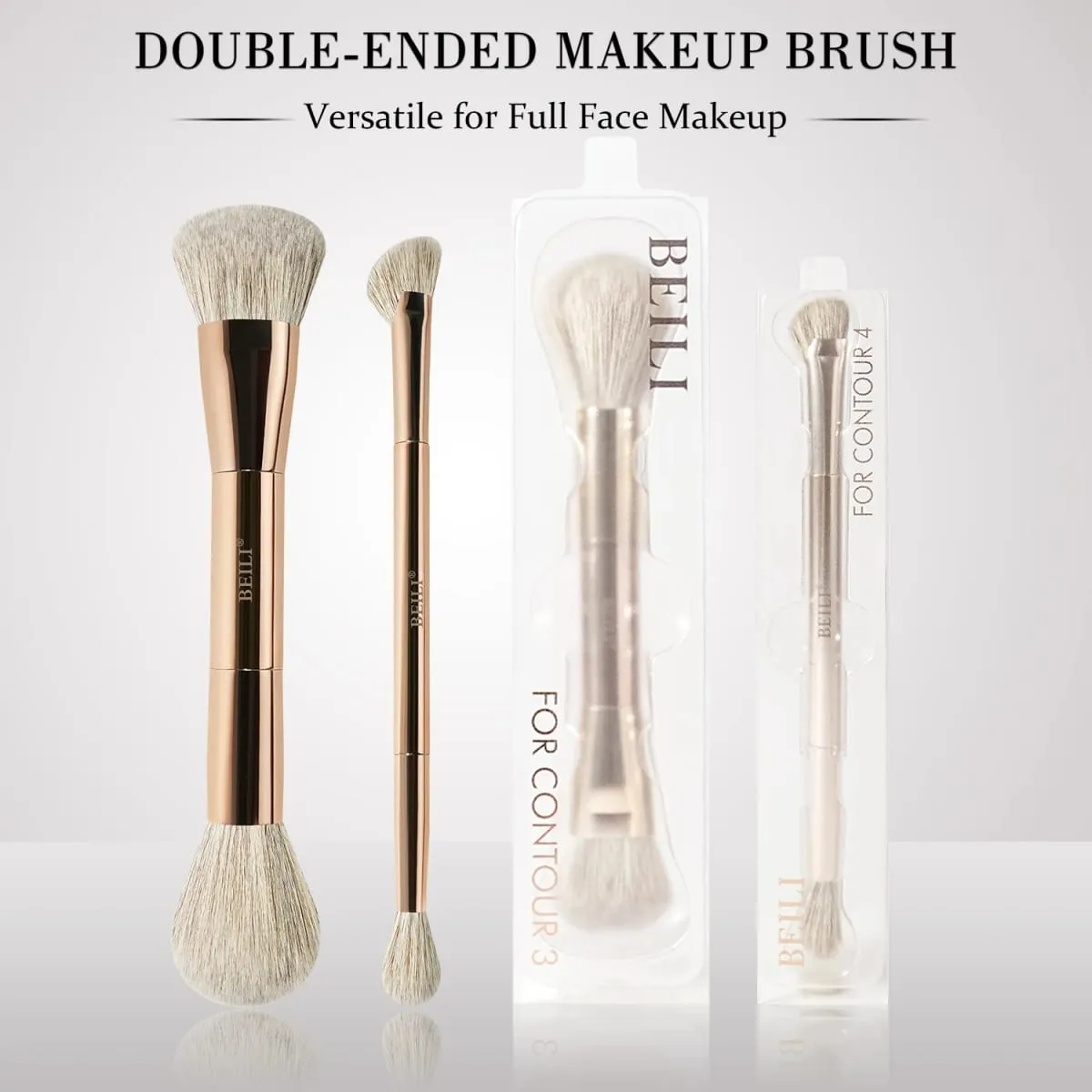 Makeup Brush Set Double-Sided Makeup Brushes for Foundation Contour Blush Blending Eyebrow and Eye Shadow Fiber Bright Cyan