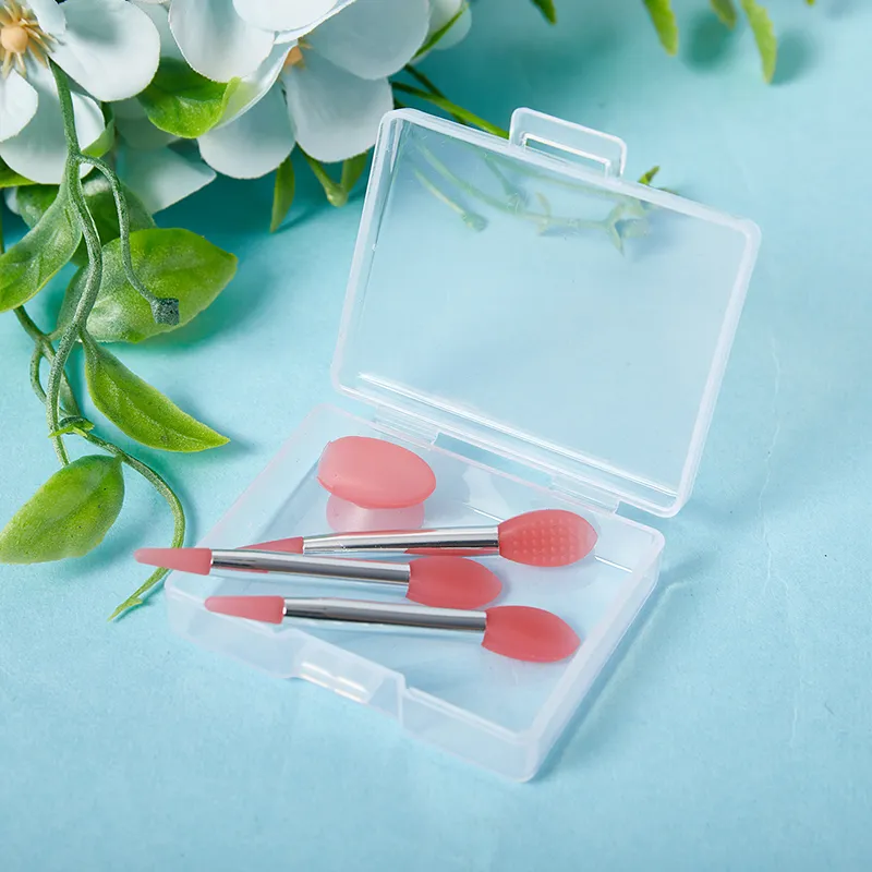 【M】 3 PCS Bálsamos Labiais de Silicone Escova de Máscara Labial com Ventosa Capa de Poeira Pincéis de Maquiagem Filme Labial Anti-perda Capa de Poeira