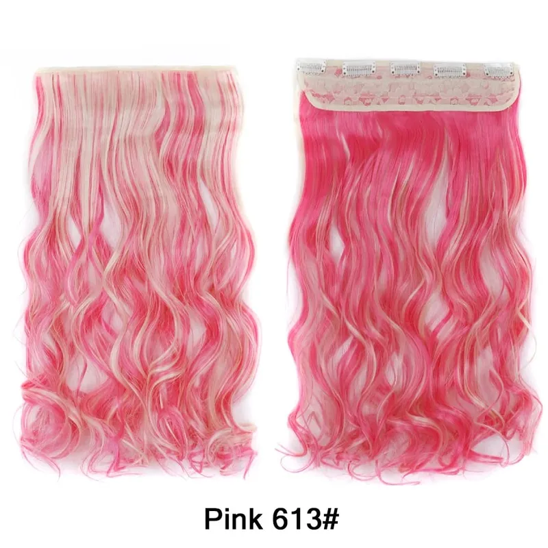 Water Wavy Clip in Hair Extension Synthetic Hair Highlight Silky Soft Natural Look with Invisible Lace Weft Hairpieces for Women