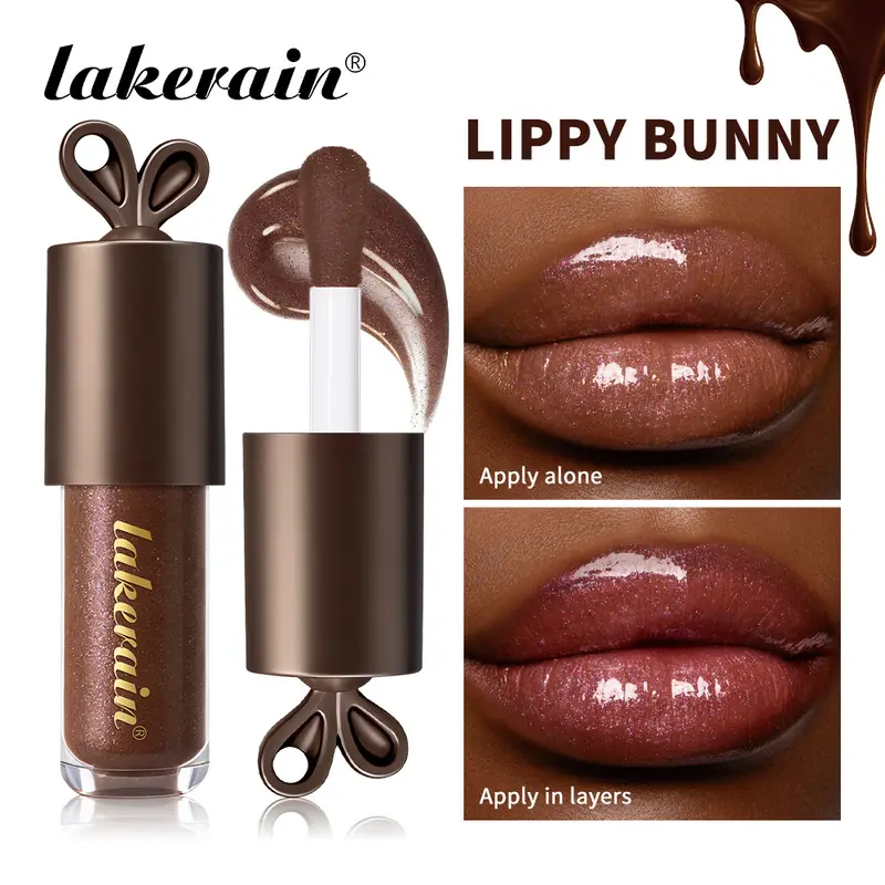 Lakerain Chocolate Rabbit Lip Gloss Dlouhotrvající hydratační zrcadlový efekt Hydratační hladká nelepivá rtěnka Lippy Bunny