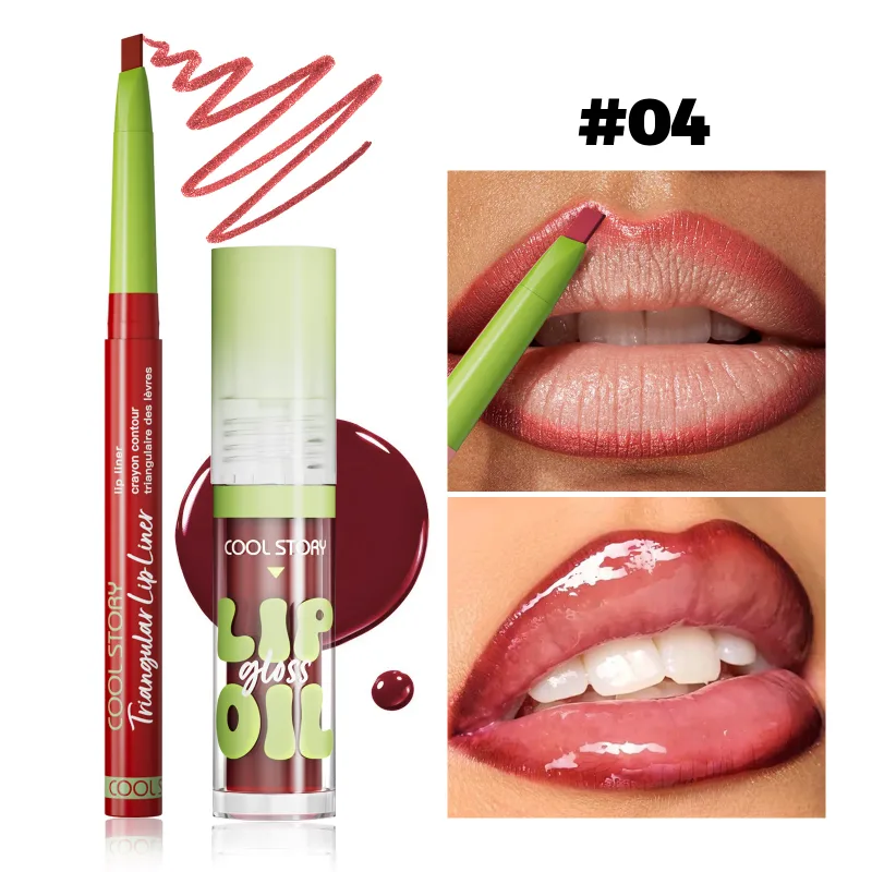2ks Lip Liner Lesk na rty Sada rtěnek 2 v 1 Smooth Lips Contour Makeup Kit Matná tužka na rty pro ženy Plumping Oil Combo Cosmetic — image 11