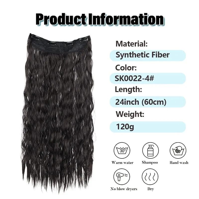 Synthetic Wig Extensions Long Curly Corn Perm One Piece Clip In Hairpiece for Women Instant Length