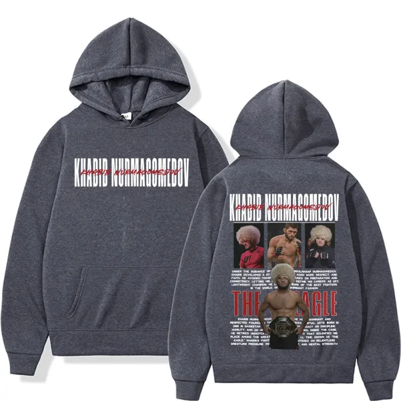 Khabib Nurmagomedov THE EAGLE Merch Sweatshirt Vêtements pour hommes Harajuku Classique Sweats à capuche surdimensionnés Polaire Sweat à capuche confortable de haute qualité