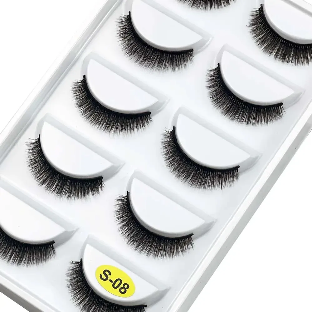 5 Pairs S03 Natural Looking 3D Mink Fake Eyelashes Makeup Tools Fluffy Style Water Mink Fur False Eyelashes for Eye Makeup — image 5