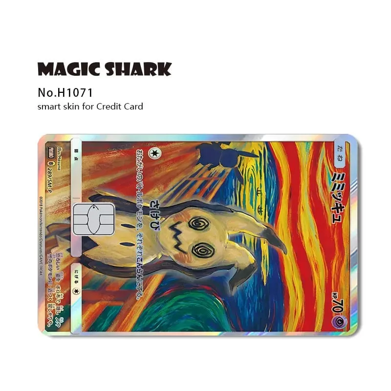 Magic Shark Mew Charizard EX Eevee Gengar Pikachu TCG Card Holographic Laser Skin Film Sticker for Bank Credit Card — image 9