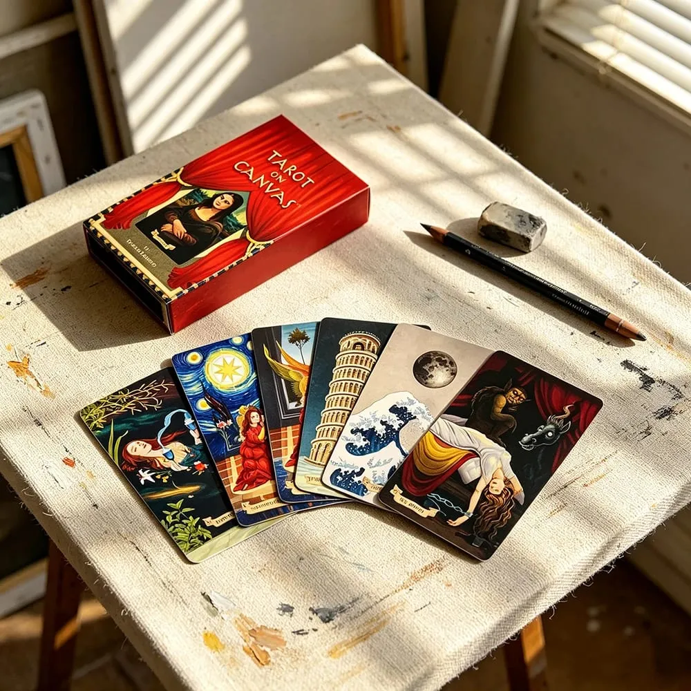Tarot On Canvas Card Game 78 Classic Renaissance Masterpiece Oil Painting Tarot Deck Fate Divination Tarot Cards For Collectors