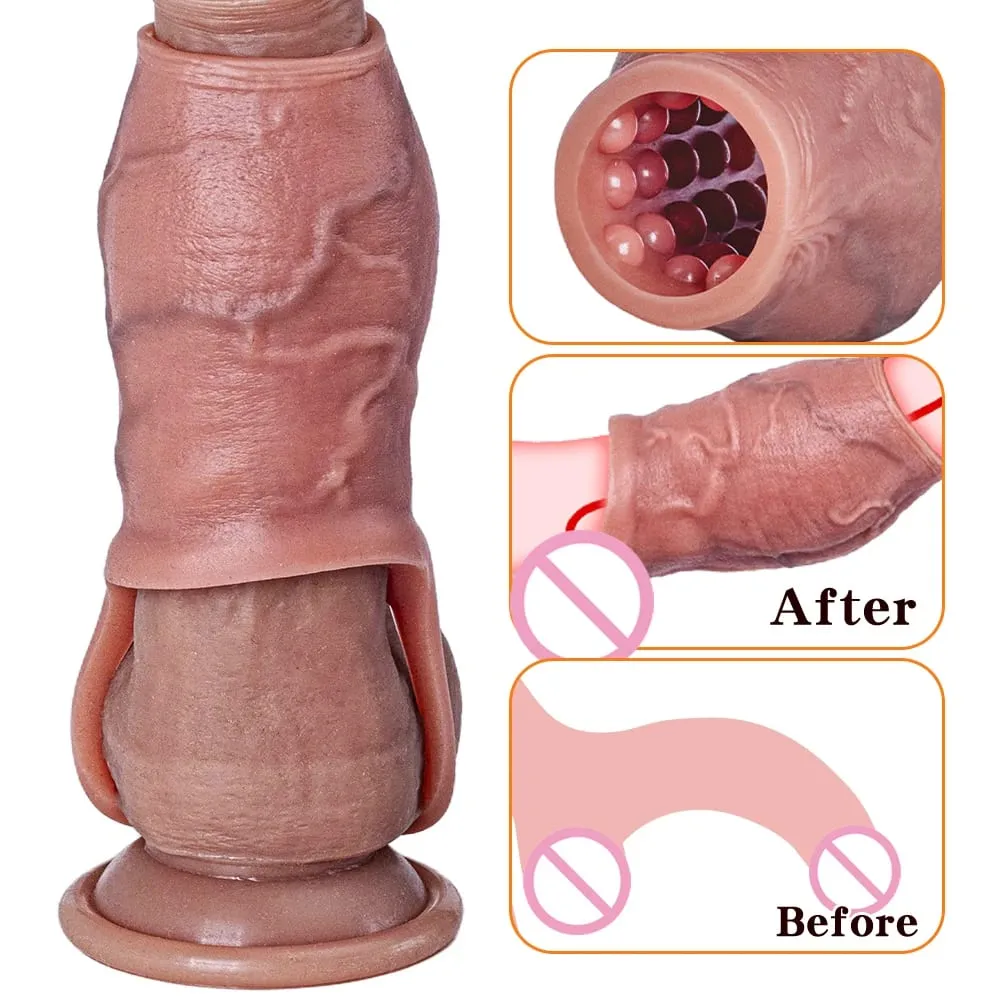 Enlarged and Thicken Cock Sleeve Lock Sperm Penis Ring Adult Men Sex Toy Soft Silicone Dick Sleeve Enlargement Male 18+ Sexy Toy