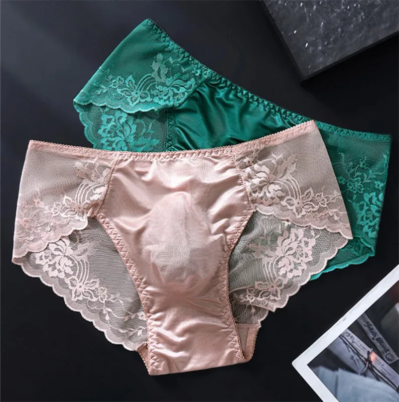 Lace men's underwear 3D Punched tangas japonesa Ice Silk Thin calzoncillos hombre Sexy lingerie adults 18 plus cuec gay panties