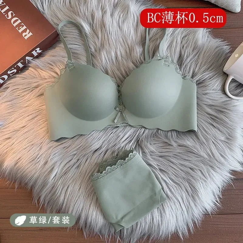 セクシーWomen Wireless Seamless Bra Set One‑Piece Push‑Up Brassiere Small Bust Side Support Anti‑Sag Soft Ladies Intimates Lingerie — image 16
