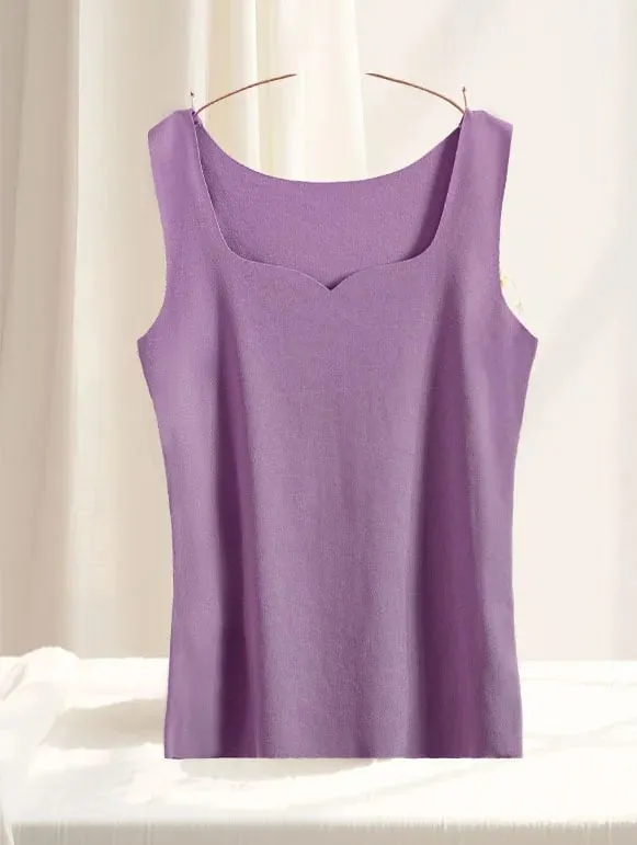 1pcs Women Thermal Tops Girls Traceless Solid Color Vest Base Layer Warm Tank Top Autumn Winter Female Sexy Slim Camisole