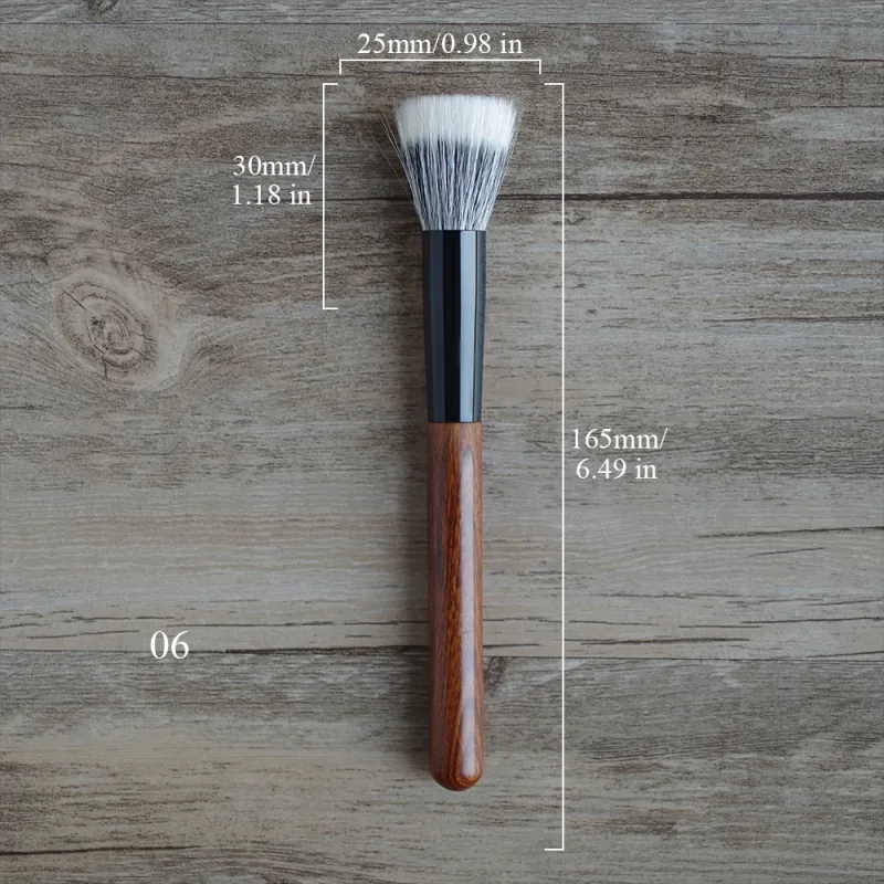 African Rosewood Handle Handmade Makeup Brushes 1pc Snow Fox Goat Hair Face Powder Blush Eye Shadow Brush Synthetic Makeup Brush