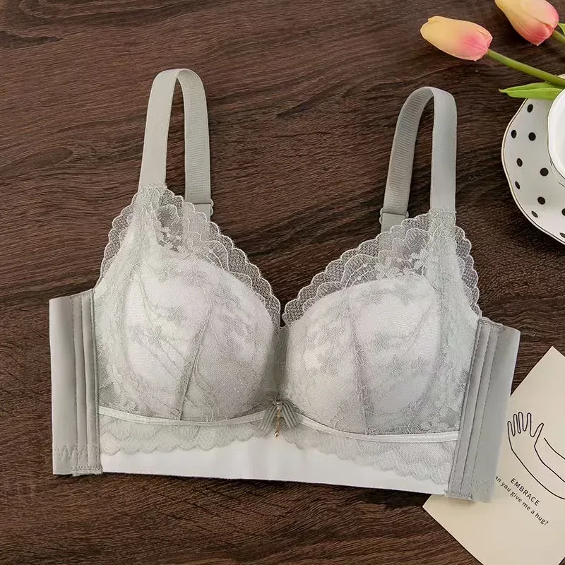 Sexy Lace Thickened Push-Up Bra for Small Breasts Anti-Sagging Adjustable Comfortable Wire-Free Lingerie