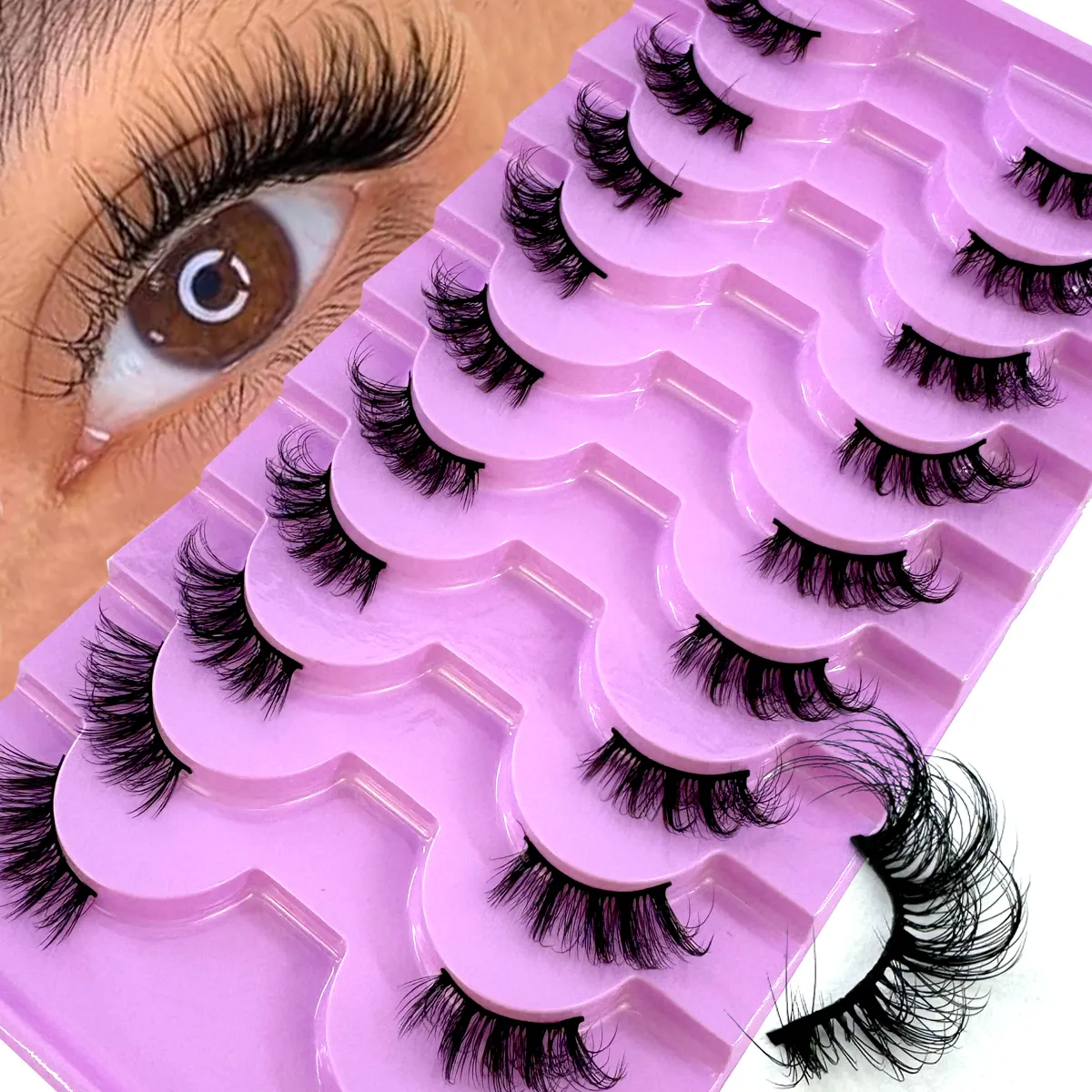 Demi-Cils 10 paires Demi-Cils doux naturel Cils yeux de chat outil de maquillage Faux Cils Extension moelleux Faux Cils