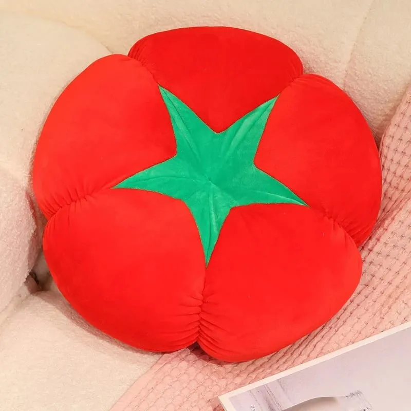 卡哇伊仿真蔬菜水果毛絨靠墊柿子香菇番茄軟裝飾枕頭臥室沙發禮物 — image 8