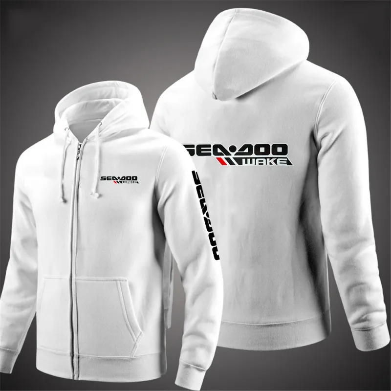Sea Doo Seadoo Moto 2023 Pria Baru Lengan Panjang Katun Warna Solid Ritsleting Pasangan Hoodies Kaus Kustom Atasan Modis — image 5