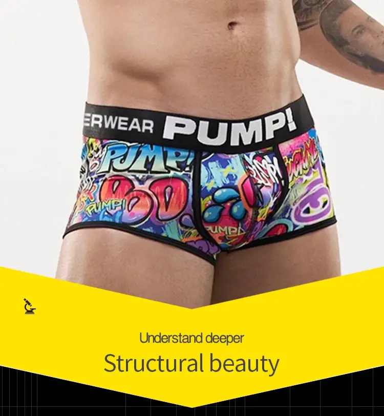 1PCS Men's Cotton Nylon Blend Boxer Briefs All-Over Graffiti Print Wide Elastic Waistband Non-Tight Fashion Sport Underwear