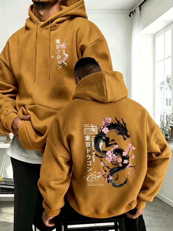 Japanese Tokyo Sword Cherry Blossom Printing Men'S Hoody Autumn Loose Hoodies Casual Fleece Sportswear Comfortable Pullovers
