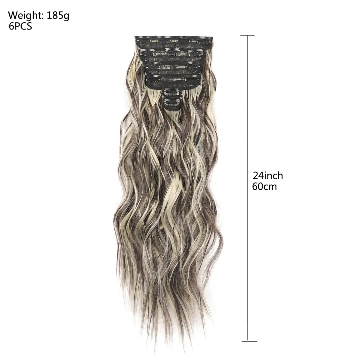 Clip in Hair Extensions 6PCS Thick Synthetic Hair Long Beach Waves hair Invisible Lace Weft Natural Soft Hairpieces for Women