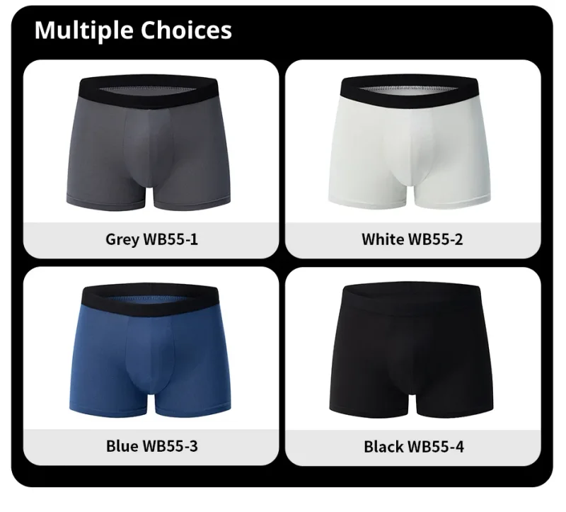 4 Pack Europe And America Size Men'S Solid Color Sexy Boxer Underwear Antibacterial Breathable Plus Size Men'S Shorts Underwear
