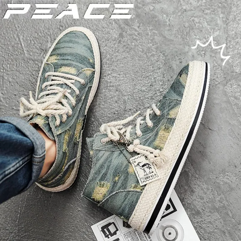 Men's Lightweight High-Top Canvas Sneakers Outdoor Casual Sports Shoes for Men
