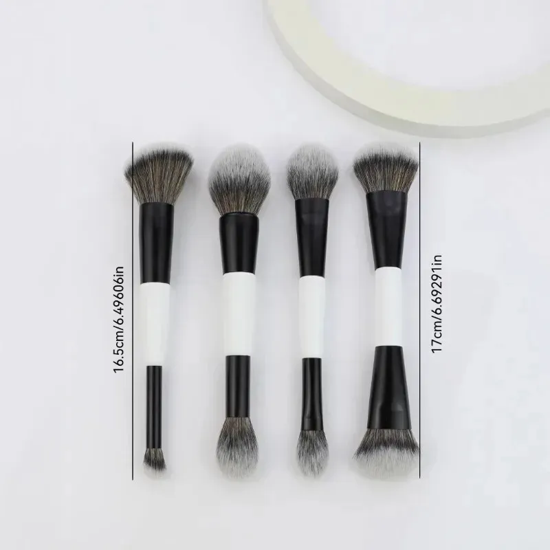 Pinceaux de maquillage à Double tête 2 en 1, fond de teint à angle plat, correcteur, Contour pour mélanger poudre libre, crème liquide, outils cosmétiques
