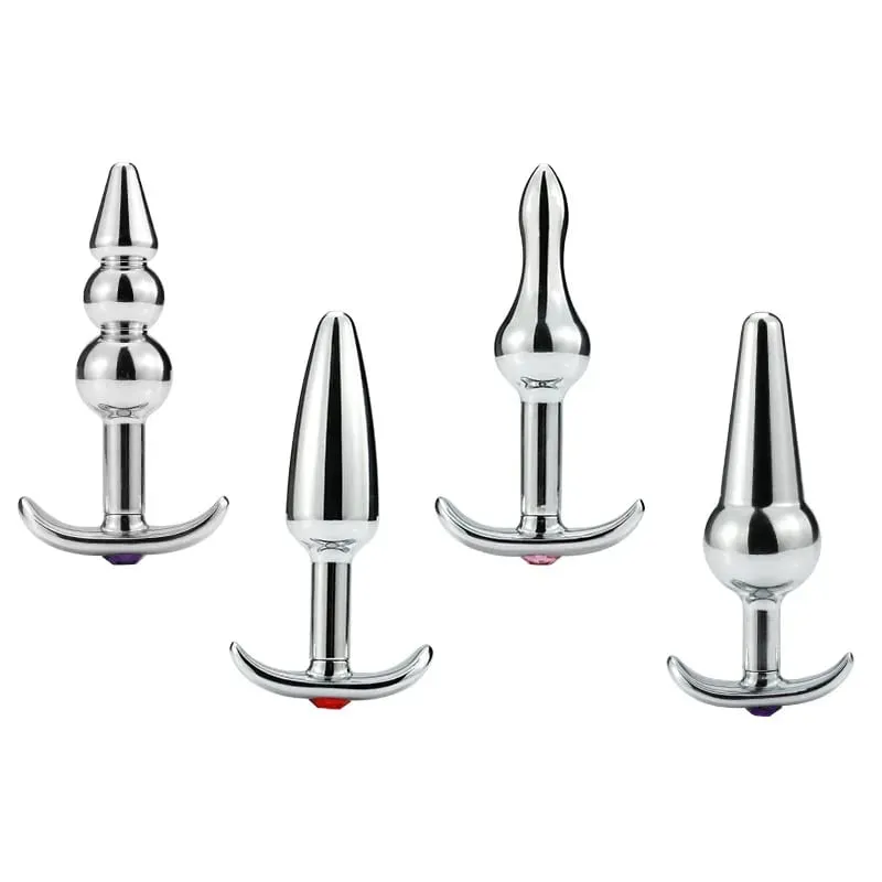 Metal Anal Beads Butt Plug Set Wearable Outerdoor Small Large Anal Plug G Spot Dildo Insert Vagina Anus Sex Toy