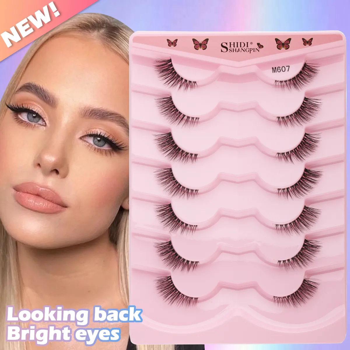 Poloviční řasy Přírodní načechrané umělé řasy Cat Eye Lash 3D Umělé norkové řasy Soft Winged Eyelash Extension Makeup Tool — image 2