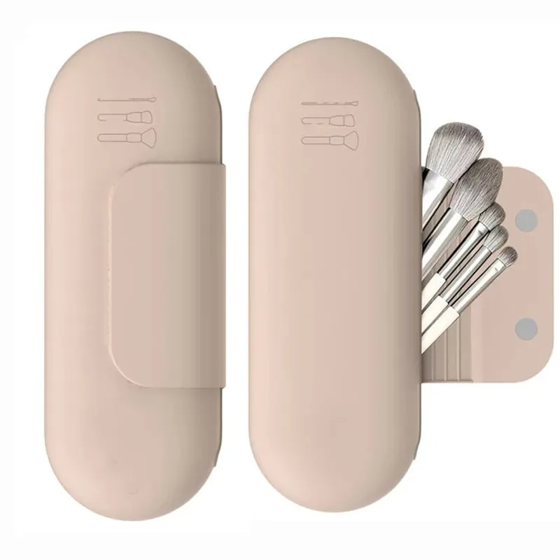 Silicone Makeup Brush Holder Travel Cosmetic Bag Case Soft Portable Cosmetic Face Brushes Holder with Magnetic Closure — image 6