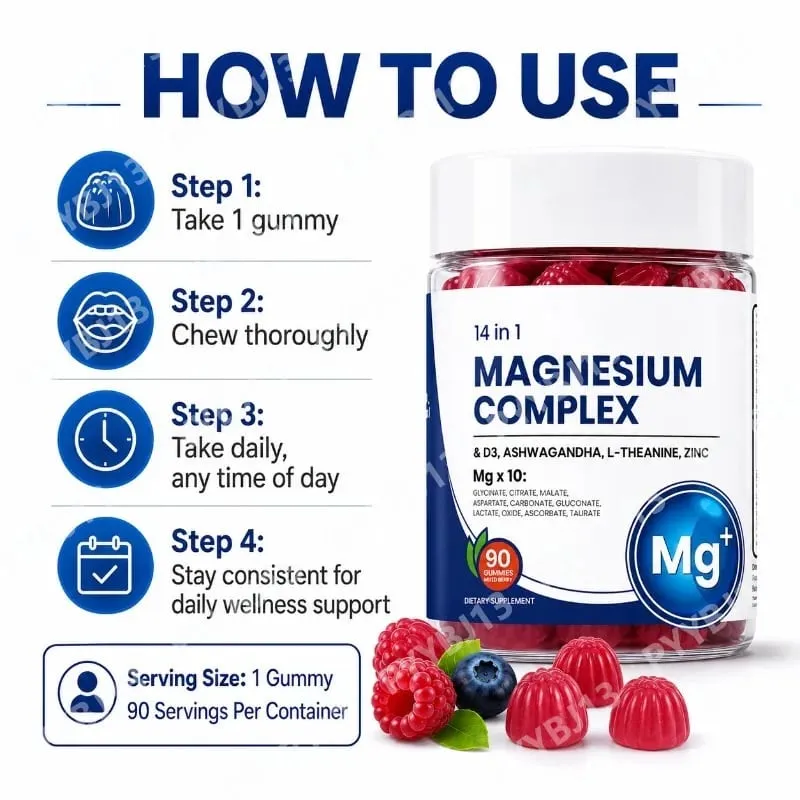 Googeer DeepCalm Magnesium Complex Gummies for Evening Calm Support with Vitamin D3 Zinc Ashwagandha L-Theanine 90 Gummies