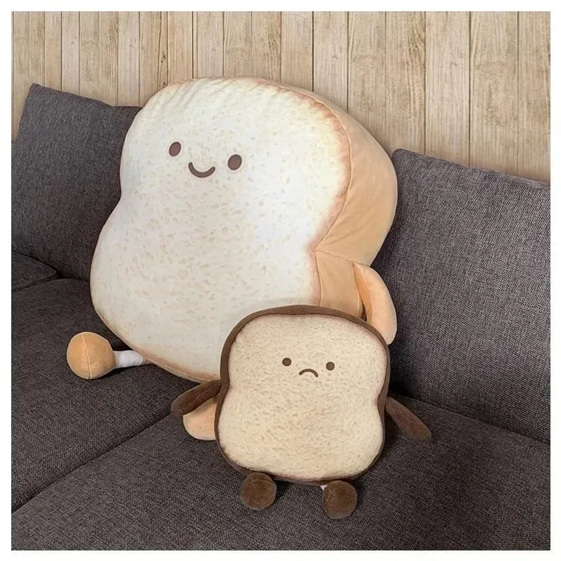 Soft Toast Shaped Stuffed Cushion Emotion Face Design Home Living Room Decoration Kids Daily Rest Practical Birthday Gift Pillow — image 5