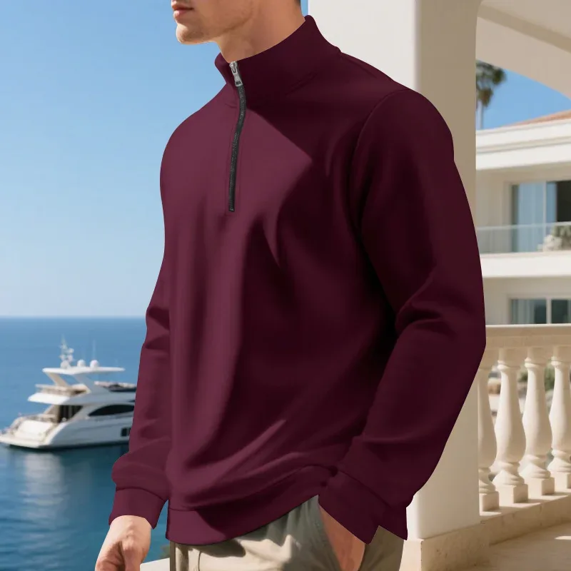 2026 New Fleece Lined Half Zip Sweatshirt for Men, Autumn Winter Solid Color Plus Size Casual Pullover Hoodie Daily Leisure Wear