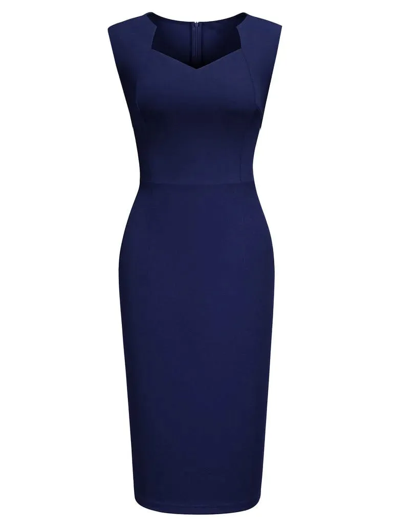 Women Elegant Square Neck Sleeveless Vintage Slim Work Office Cocktail Party Business Casual Sheath Bodycon Pencil Dress — image 4