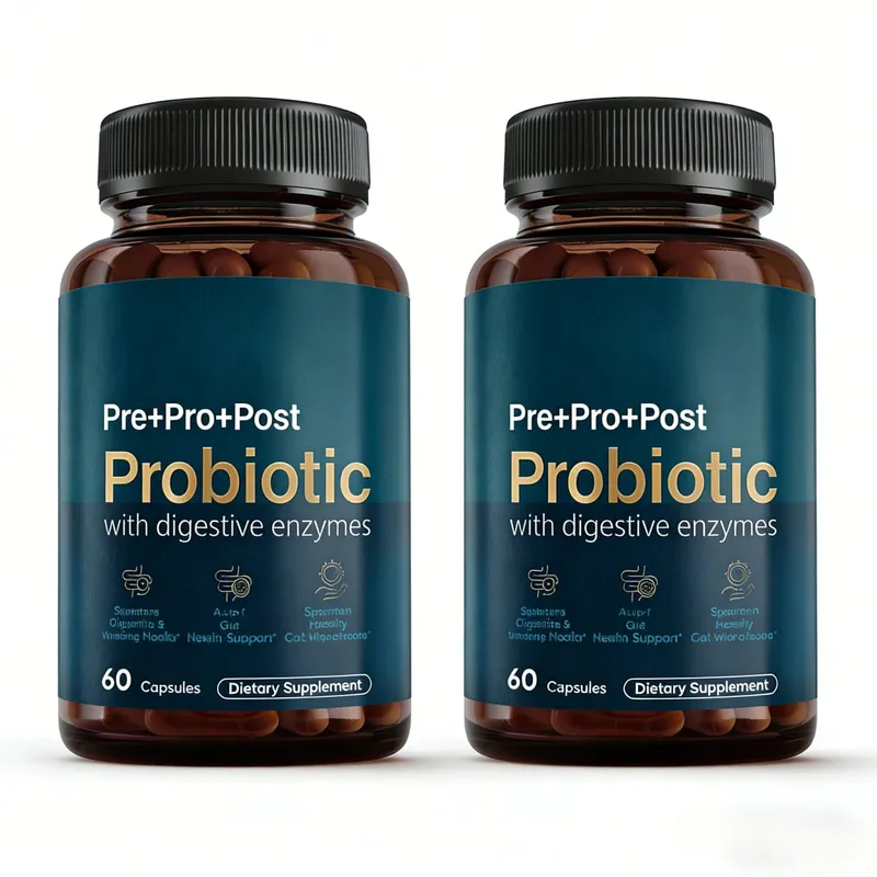 Premium 4-in-1 Probiotic Prebiotic Postbiotic Digestive Enzymes for Men&Women Supports Gut Digestion Immunity 60 Capsules