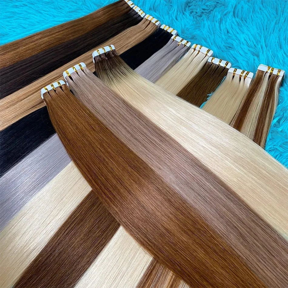High Quality Tape Hair Extensions Full Ends Straight Hair 18-30 Inch Double Sided Adhesive Tape in Different Colors